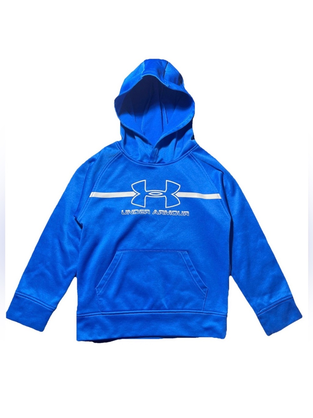 Under Armour Boys Size 6 Royal Blue Logo Pullover Hoodie Kangaroo Pocket